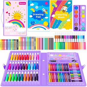 iBayam Art Supplies, 149-Pack Drawing Kit Painting Art Set Art Kits Gifts Box, Arts and Crafts for Kids Girls Boys, with Coloring Book, Crayons, Pastels, Pencils, Watercolor Pens & Cakes