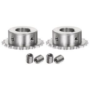 uxcell 2pcs Sprocket Type B Hub 15mm Bore, 1/4-Inch Pitch, 20 Teeth Stainless Steel Single Strand Roller Sprocket for Chain DIN/ISO No. 04C-1 and ANSI No. #25