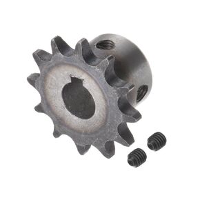 DIN/ISO 06B Roller Chain Sprocket 12T [ 12mm Bore x 3/8" Pitch ] Motor Drive Gear, for Machinery, A3 Carbon Steel, Silver Tone