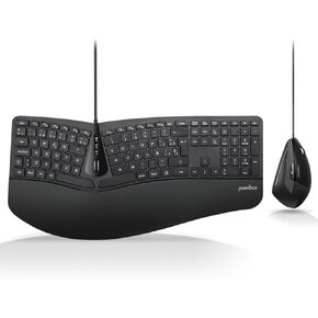 Perixx PERIDUO-505ES - Combo Teclado y Ratón ergonómico con Disposición de Teclas Dividida - Reposamuñecas Ajustable - QWERTY Español