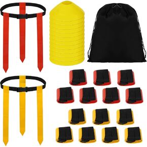 Adjustable Flag Football Belts Set,14 Player Flag Football Belts Kit with 14 Belts and 42 Flags,for Adults Training Equipment