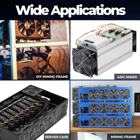 VTRETU 2000W Mining Power Supply 2U Miner PSU 110-264V لجهاز التعدين ETH، يدعم 8 أجهزة تعدين GPU، مع مروحة قوية 12000 دورة في الدقيقة (10 كابلات توصيل وسلك طاقة واحد متضمن) in Kuwait