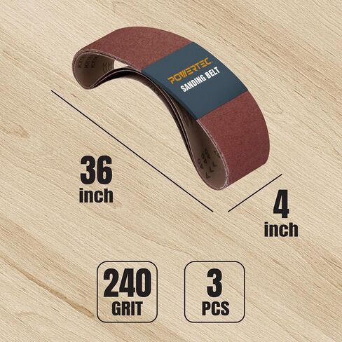 POWERTEC 110133 4 x 36 Inch Sanding Belts | 100 Grit Aluminum Oxide Belt Sander Sanding Belt | Sandpaper for Belt and Disc Sander – 3 Pack in Saudi Arabia