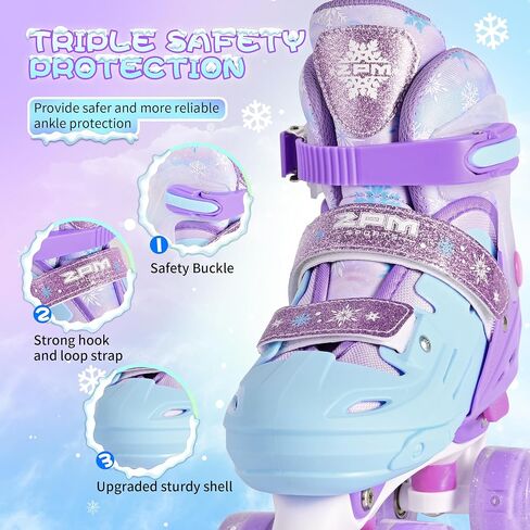 2PM SPORTS Roller Skates for Girls Boys Kids Age 4-6 5-8 6-12 8-12 with Light Up Wheels, Adjustable Youth Rollerskates Size 10C 11C 12C 13C 1 2 3 4 5 6 in Saudi Arabia