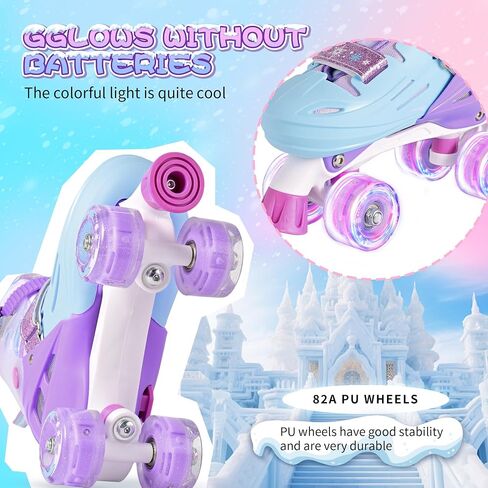 2PM SPORTS Roller Skates for Girls Boys Kids Age 4-6 5-8 6-12 8-12 with Light Up Wheels, Adjustable Youth Rollerskates Size 10C 11C 12C 13C 1 2 3 4 5 6 in Saudi Arabia