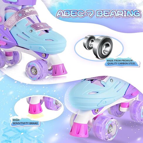 2PM SPORTS Roller Skates for Girls Boys Kids Age 4-6 5-8 6-12 8-12 with Light Up Wheels, Adjustable Youth Rollerskates Size 10C 11C 12C 13C 1 2 3 4 5 6 in Saudi Arabia