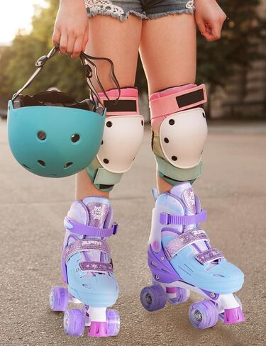 2PM SPORTS Roller Skates for Girls Boys Kids Age 4-6 5-8 6-12 8-12 with Light Up Wheels, Adjustable Youth Rollerskates Size 10C 11C 12C 13C 1 2 3 4 5 6 in Saudi Arabia