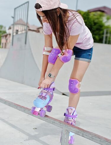2PM SPORTS Roller Skates for Girls Boys Kids Age 4-6 5-8 6-12 8-12 with Light Up Wheels, Adjustable Youth Rollerskates Size 10C 11C 12C 13C 1 2 3 4 5 6 in Saudi Arabia
