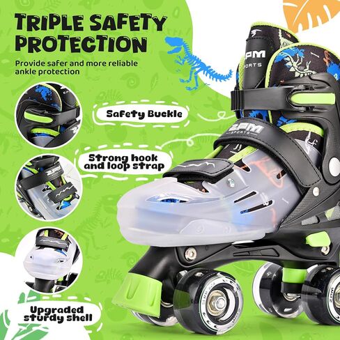 2PM SPORTS Roller Skates for Girls Boys Kids Age 4-6 5-8 6-12 8-12 with Light Up Wheels, Adjustable Youth Rollerskates Size 10C 11C 12C 13C 1 2 3 4 5 6 in Saudi Arabia