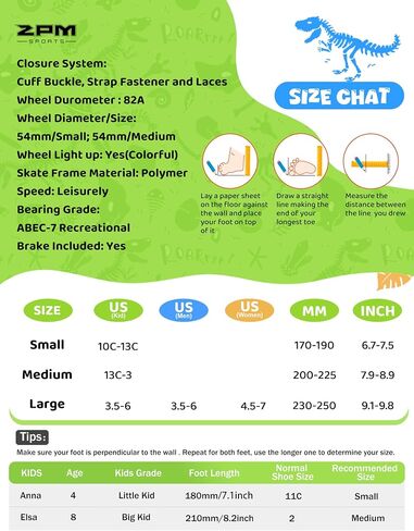 2PM SPORTS Roller Skates for Girls Boys Kids Age 4-6 5-8 6-12 8-12 with Light Up Wheels, Adjustable Youth Rollerskates Size 10C 11C 12C 13C 1 2 3 4 5 6 in Saudi Arabia