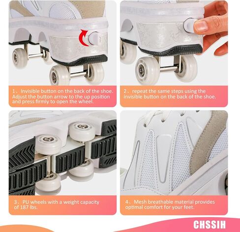 Liekickspeed Roller Skate Shoes for Girls & Kids - Retractable Roller Skating Shoes - Pop Out Roller Shoes with Wheels for Adults & Women, Shoes That Turn Into Roller Skates in Saudi Arabia