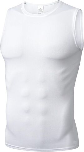 Mens Athletic Compression Shirts Dry Fit Sleeveless Under Shirt Running Workout Muscle Base Layer Tank Tops for Gym in Saudi Arabia