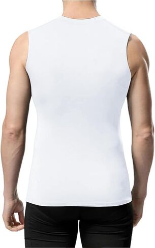 Mens Athletic Compression Shirts Dry Fit Sleeveless Under Shirt Running Workout Muscle Base Layer Tank Tops for Gym in Saudi Arabia
