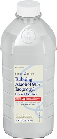 Foster & Thrive Rubbing Alcohol - 91% Isopropyl Alcohol, Concentrated First Aid Antiseptic - Safe and Effective - Liquid Solution for Treatment of Minor Cuts, Scrapes and Burns (16 Fl. oz) (1) in Kuwait