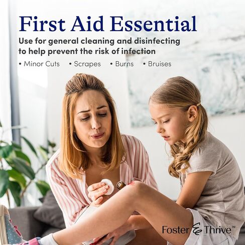 Foster & Thrive Rubbing Alcohol - 91% Isopropyl Alcohol, Concentrated First Aid Antiseptic - Safe and Effective - Liquid Solution for Treatment of Minor Cuts, Scrapes and Burns (16 Fl. oz) (1) in Kuwait