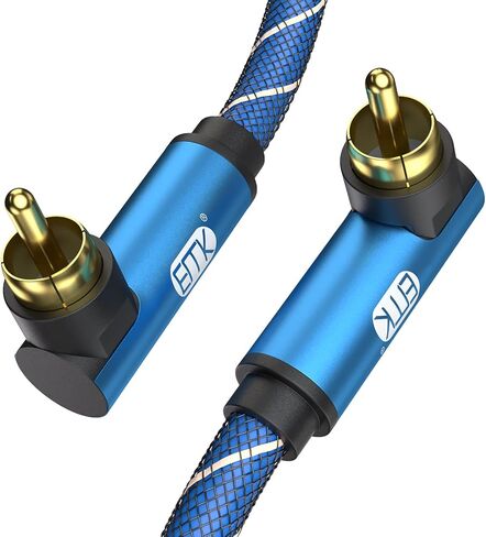 كابل مضخم صوت EMK 90 درجة، كابل RCA ذكر إلى ذكر كابل صوت محوري رقمي لمضخم الصوت والتلفزيون وأشرطة الصوت ومكبر الصوت ومكبر الصوت والمزيد باللون الأزرق (90 درجة إلى مستقيم (حزمة واحدة)، 16.5FT/5M) in Saudi Arabia