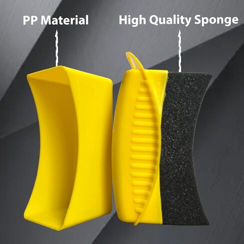 Updated Curved Tire Tire Dressing Applicator, 2 Pcs Reusable Tire Gel Applicator Sponges with Lid, Ergonomic Grip Tire Shine Applicator Pads for Car Tire Dressing Shine (Yellow) in Saudi Arabia