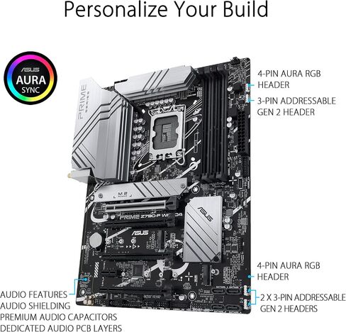 اسس لوحة ام ايه تي اكس Z790-A واي فاي 6E LGA 1700 (انتل الجيل 13 و12) ايه تي اكس (16+1 درموس، منفذ PCIe 5.0، DDR5، 4X M.2، شبكة LAN 2.5GB، USB 3.2 الجيل الثاني، لوحة امامية نوع C، ثاندربولت 4/USB4، in Kuwait