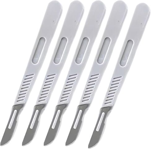 Surgical Scalpel Dermaplane Blades with Handle #10r, Dermaplaning Tools, Dermablade for Women Podiatry Face Crafts Individually Sterilized Wrapped with Protective Tip Cover (Pack of 5) in Saudi Arabia