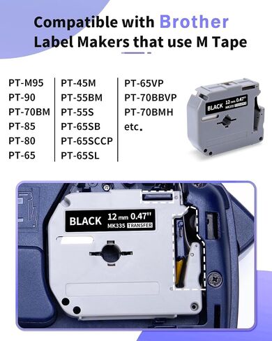 Anycolor Compatible M-131 Tape Replacement for Brother M Tape M-K131 M131 MK131 12mm 0.47'' Clear Tape PTM95 Label Tape Work with P Touch PT-M95 PT70BM PT-90 PT-70 PT-65 PT-45 Label Maker, 4-Pack in Saudi Arabia