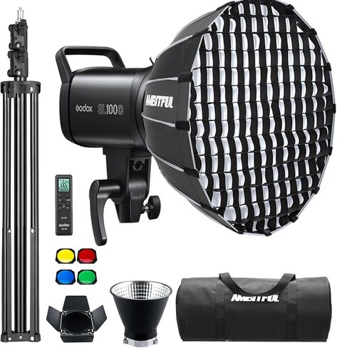 Godox SL100Bi 100W 2800-6500K أبيض أصفر لوحة ال سي دي ضوء فيديو LED خرج مستمر Bowens جبل ضوء استوديو مع P60 سريع التثبيت ، حقيبة حمل ، حامل ضوء in Kuwait