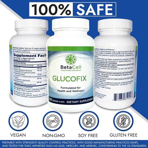 Glucofix - Berberine Supplement - Herbal Supplement with Cinnamon, Gymnema, Berberine, Bitter Melon, and Turmeric - 120 Capsules in Saudi Arabia