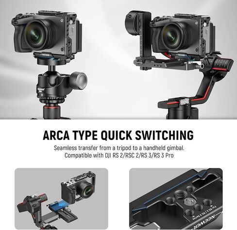 NEEWER FX3/FX30 Camera Cage with HDMI Cable Clamp, NATO Rail, 3/8" ARRI Locating Holes, 1/4" Threads Compatible with Sony FX3 FX30/Original XLR Handle, Compatible with DJI RS2 RS3 Gimbal, CA011 in Kuwait