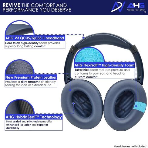 وسائد اذن بديلة QC35 / QC35 ii وشريط راس QC35 / QC35 ii ووسادة V3 متوافقة مع سماعات بوز كوايت كومفورت 35 (QC35) وسماعات بوز كوايت كومفورت 35 ii (QC35 ii) (اسود) in Kuwait