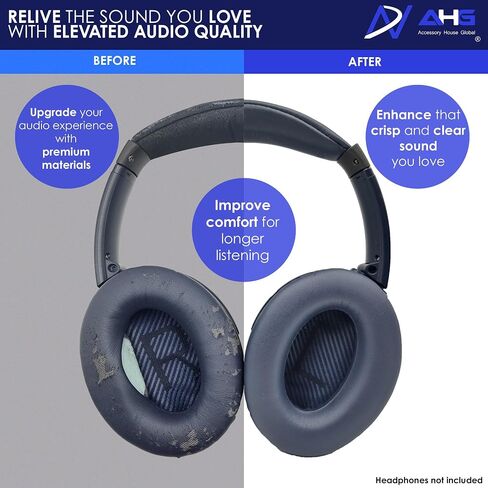 وسائد اذن بديلة QC35 / QC35 ii وشريط راس QC35 / QC35 ii ووسادة V3 متوافقة مع سماعات بوز كوايت كومفورت 35 (QC35) وسماعات بوز كوايت كومفورت 35 ii (QC35 ii) (اسود) in Kuwait