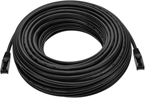 كابل مونوبرايس Cat6A مرن TPE - 7 أقدام - أسود | UTP، 24AWG، 500 ميجا هرتز، نحاس نقي، Snagless RJ45، كابل إيثرنت - سلسلة مرنة in Kuwait
