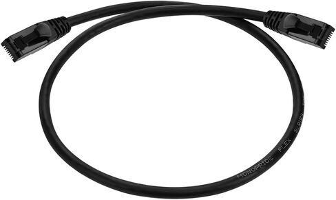 كابل مونوبرايس Cat6A مرن TPE - 7 أقدام - أسود | UTP، 24AWG، 500 ميجا هرتز، نحاس نقي، Snagless RJ45، كابل إيثرنت - سلسلة مرنة in Kuwait