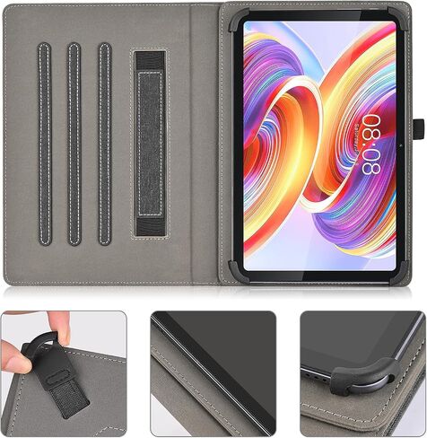 حافظة DLveer عالمية لجهاز Sgin Tablet/Byybuo Tablet/ZZB Tablet/Feonal Tablet/Baken Tablet/Lville Tablet/Juninke Tablet 10 10.1 بوصة، غطاء جلد PU بحامل متعدد الزوايا للكمبيوتر اللوحي مقاس 10 بوصة - 11 بوصة، أسود in Saudi Arabia