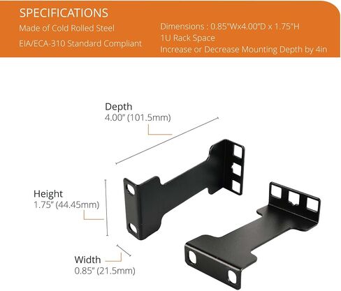Tecmojo Server Rack Rail Depth Adapter/Extender - 1U - 6in / 15.24 cm - TAA Compliant - Recessed Rack Adapter - Rack Mount Adapter Kit - Network Rack Extender in Kuwait