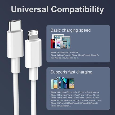 USB C to Lightning Cable 6ft 2Pack Apple MFi Certified iPhone Charger Fast Charging Usbc to Lightning Cable iPhone Charger Cord Compatible with iPhone 14 13 12 11 Pro Max Xr Xs 8 and More in Saudi Arabia