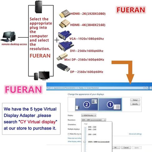 DP - DisplayPort Display Emulator EDID Emulator Plug 2K (fit Headless 2560x1600@30Hz) 4K 4096x2160@60Hz Display Port Dummy Plug DisplayPort Compatible (DP-2P) in Saudi Arabia