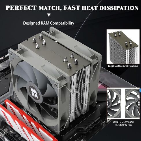 مبرد هواء وحدة المعالجة المركزية من Thermalright Assassin Spirit 120 V2 Plus، 4 أنابيب حرارية، مبرد وحدة المعالجة المركزية بمروحة هادئة مزدوجة PWM، مبرد غرفة تبريد الكمبيوتر، لـ AMD AM4 AM5/Intel 1700/1150/1151/1200(AS120 V2 Plus) in Saudi Arabia