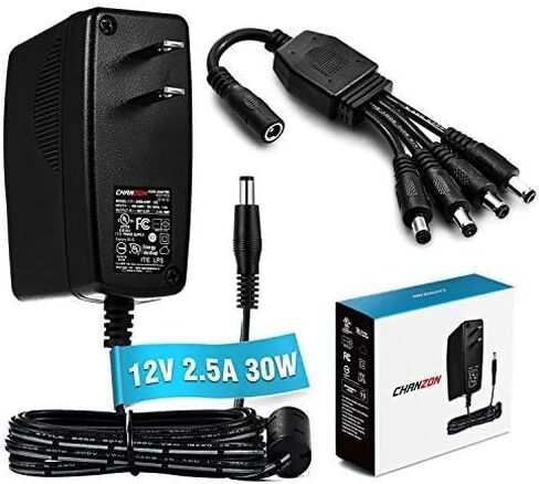 Chanzon 12V 2A 24W Class 2 Power Supply AC DC Switching Adapter (Input 100-240V, Output 12 Volt 2 Amp) Wall Wart Transformer Charger for DC12V CCTV Camera LED Strip Light (6Ft Cord, 24 Watt Max) in Kuwait