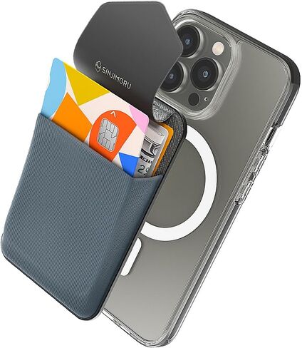 Sinjimoru Privacy Cover Magnetic Card Holder, Magnetic Phone Wallet Stick on as Credit Card Holder Compatible with iPhone 15 14 13 12 Series. M-Flap Black in Saudi Arabia