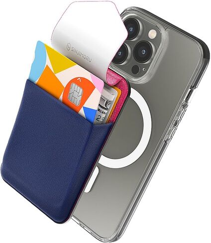 Sinjimoru Privacy Cover Magnetic Card Holder, Magnetic Phone Wallet Stick on as Credit Card Holder Compatible with iPhone 15 14 13 12 Series. M-Flap Black in Saudi Arabia