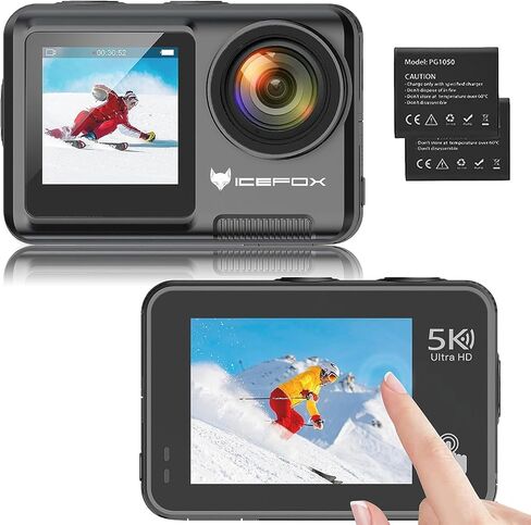icefox Action Camera 4K Underwater Camera External Microphone Waterproof 40M Ultra HD 20MP Camera 170 ° Ultra Wide Angle WiFi Camcorder, Gray in Kuwait