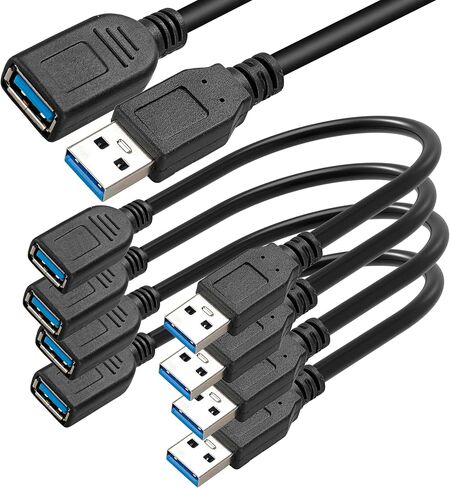 SAITECH IT 10 Pack 15cm Short USB 3.0 Male A to Female A Extension Cable 5GBps for Laptop/PC/Printers- Black in Kuwait