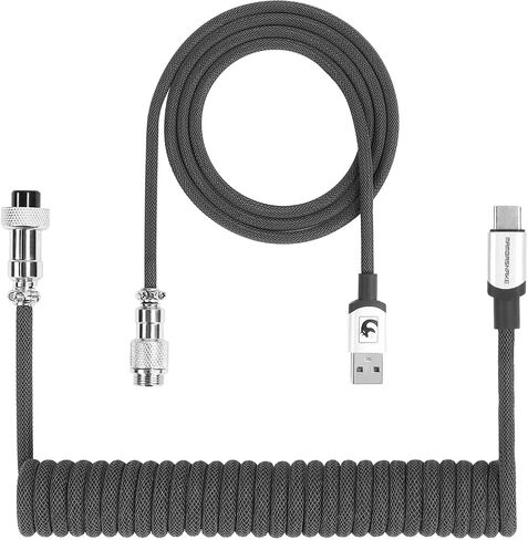 كابل LexonElec للشحن السريع من النوع C إلى USB A، كابل لوحة مفاتيح ميكانيكية للألعاب، كابل حياكة من الألياف المعدنية قابل للفصل للوحة مفاتيح الألعاب/الكمبيوتر اللوحي/الهاتف الذكي (رمادي) in Kuwait