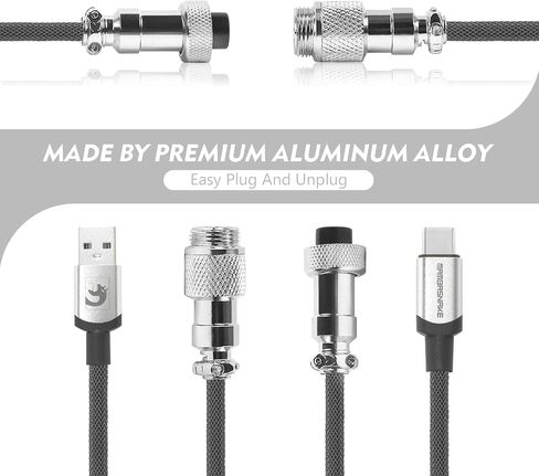 كابل LexonElec للشحن السريع من النوع C إلى USB A، كابل لوحة مفاتيح ميكانيكية للألعاب، كابل حياكة من الألياف المعدنية قابل للفصل للوحة مفاتيح الألعاب/الكمبيوتر اللوحي/الهاتف الذكي (رمادي) in Kuwait
