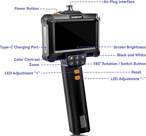 Borescope, 4.3" IPS Industrial Endoscope Camera with Light IP67 Waterproof Inspection Camera Snake Camera with 16.5ft Semi-Rigid Cable in Saudi Arabia