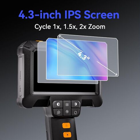 Borescope, 4.3" IPS Industrial Endoscope Camera with Light IP67 Waterproof Inspection Camera Snake Camera with 16.5ft Semi-Rigid Cable in Saudi Arabia