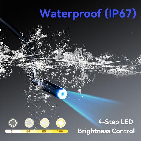 Borescope, 4.3" IPS Industrial Endoscope Camera with Light IP67 Waterproof Inspection Camera Snake Camera with 16.5ft Semi-Rigid Cable in Saudi Arabia