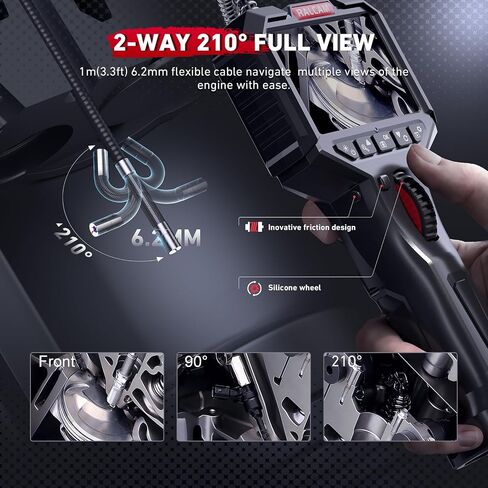 Ralcam Articulating Borescope, 2-Way 180° Inspection Camera, 6.2mm Lens IP67 Waterproof Probe, 6 Adjustable LED Lights, 3.5'' Portable IPS Screen Endoscope with 3.3FT/1.0M Flexible Cable in Saudi Arabia