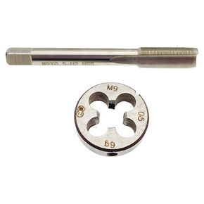 M9 x 0.5 Tap & Die Set RH Right Hand M9x0.5 Tap Die Machine Screw Tool, M9x0.5 Metric Die Threading Tool Machine M9 x 0.5 Thread Tap and Round Die