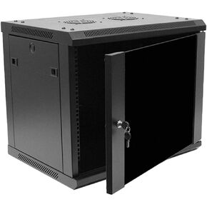 NavePoint 15U Server Rack Enclosure - 23.6" Deep, 15U Wall Mount Network Cabinet with Locking Glass Door for 19" IT Equipment, 15U Network Rack with 2 Fans, Removable Side Panels, Black