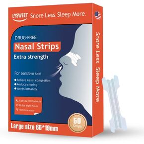 Sleep Nasal Strips for Less Snoring, Reducing snoring, Work Instantly to Breathe Better & Sleep Right, Extra Strength, Clear 50 Ct